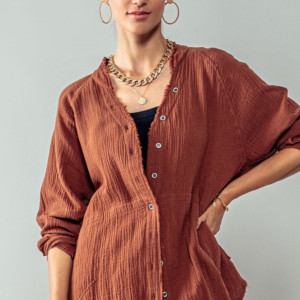 Trend: Notes New Premium Soft Frayed Hem Gauze Vintage Washed Shirt in N… - Picture 12 of 12